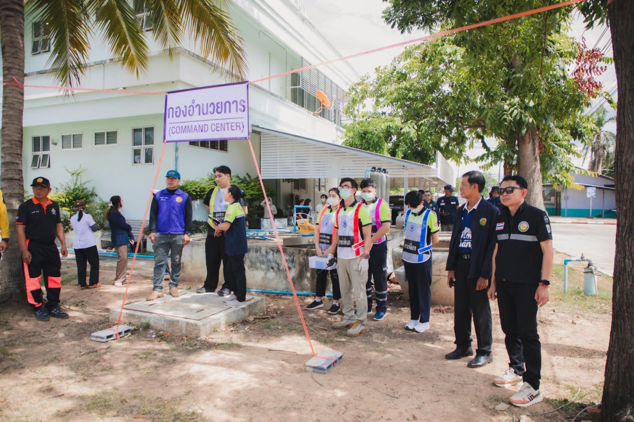 เทศบาลตำบลหนองกี่ ร่วมซ้อมแผนการป้องกันและระงับเหตุอัคคีภัย โรงพยาบาลหนองกี่